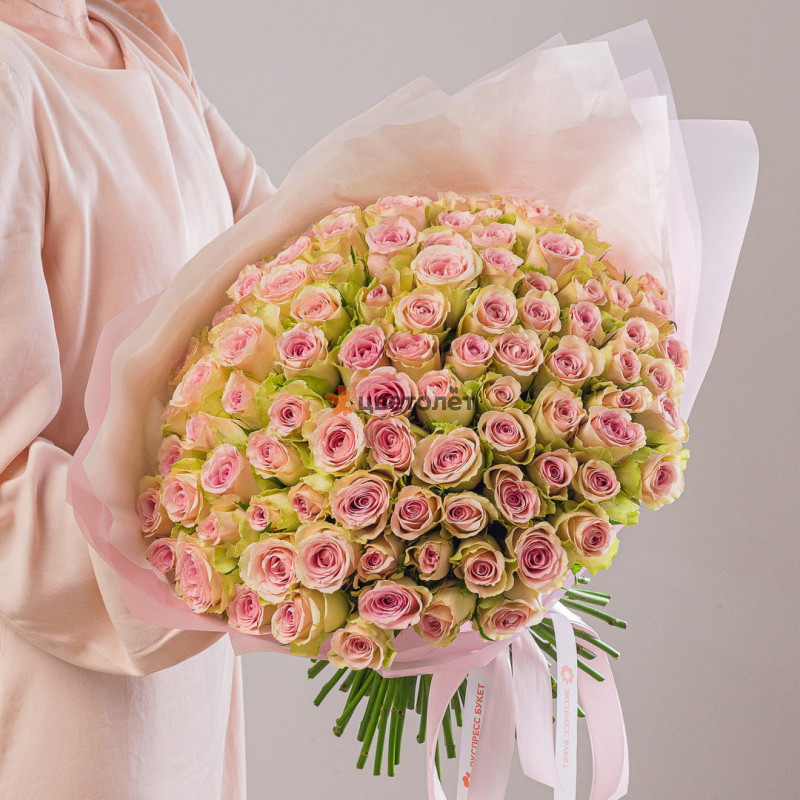 101 розовая роза 40 см